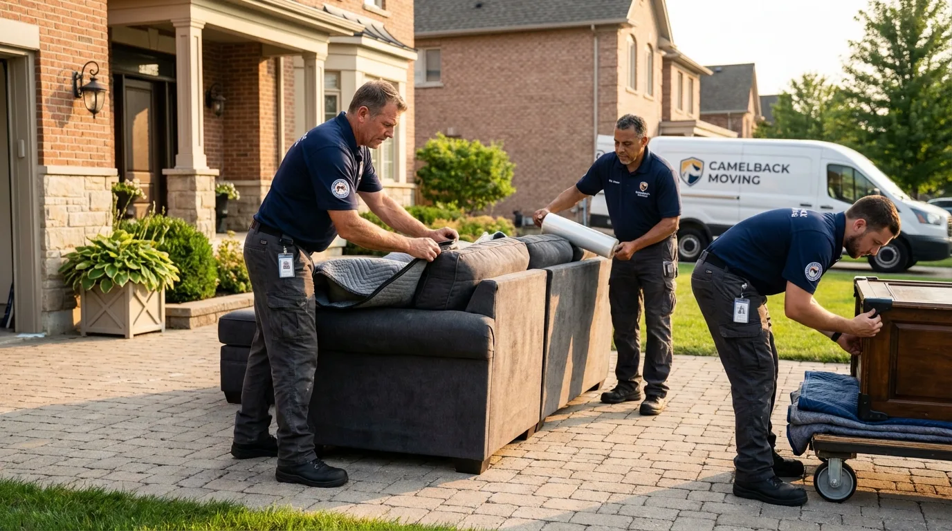 Large estate moving crew wrapping furniture in Huntertown, IN